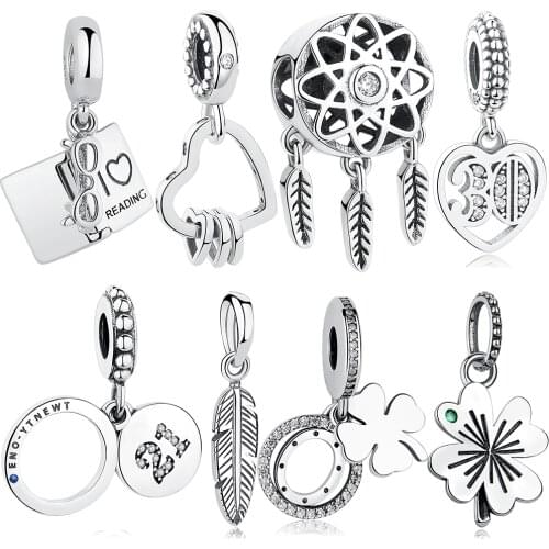 Original 925 Sterling Silver Charms Fit Pandora Charm Bracelets Fashion Jewelry DIY I LOVE READING Book Charm Beads