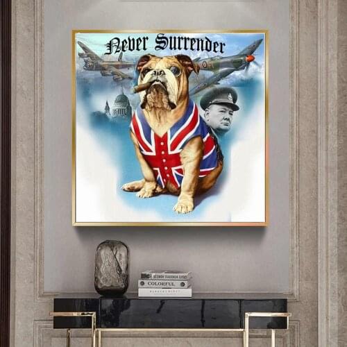 French Bulldog DIY Diamond Painting Animal Smoking Art Picture Union Flag Modern Decorative Painting Rhinestone Mosaic Art Wall