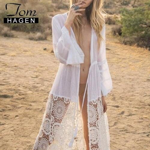 Beach Cover Up Sexy Lace Hollow Out Beach Dress Cotton Long Cardigan Sarong Beach Dress Vintage Beachwear Outwear Blusa Mujer