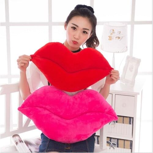 30cm Casual Cushion Solid Color Cotton Sexy Lip Shaped Plush Pillow Love Decorations Cushion Pink Red