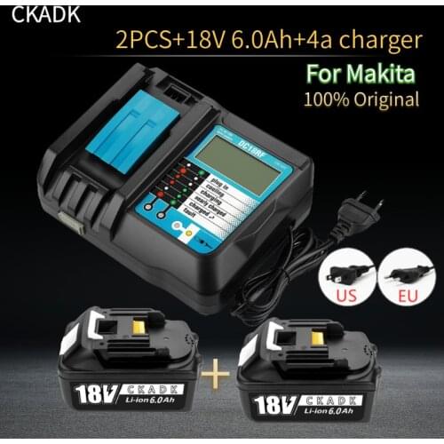 With 18v 4A Charger BL1860 Rechargeable Battery 18 V 6000mAh Lithium Ion for Makita 18v Battery BL1840 BL1850 BL1830 BL1860B