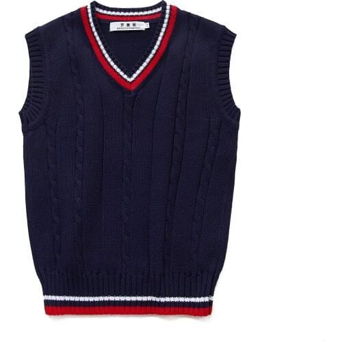 Kids Knitted Vest Sweaters Teenage Boy Girl School Uniform Clothing Junior Students Waistcoat 8 10 12 14 15 years