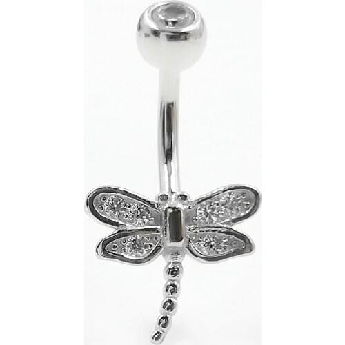 925 sterling silver navel piercing butterfly CZ Belly Button Ring for women jewelry