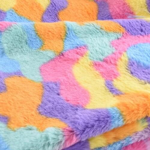 3 Sizes Rainbow Color Artificial Rabbit Fur Soft Plush Fabric DIY Handmade Quilting Clothing Home Textile Accessories Supplies