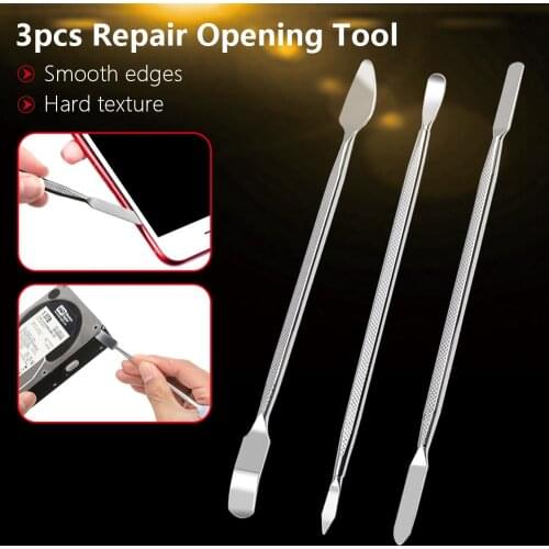 3pcs/set Universal Mirror Polish Mobile Phone Repair Opening Tool Metal Disassemble Crowbar Metal Steel Pry Phone Hand Tool Set