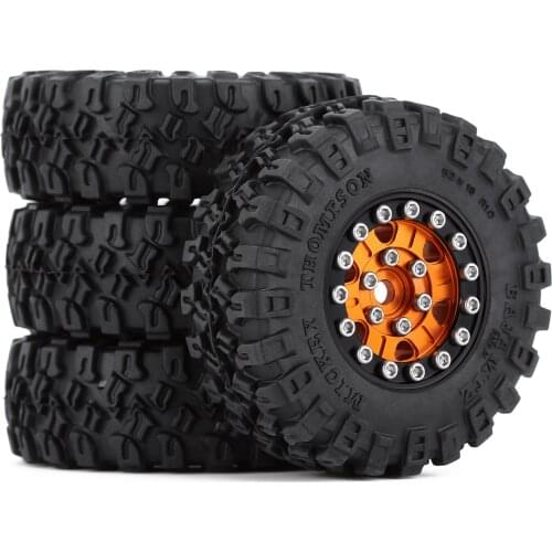 4Pcs 52*17mm Rubber Tires&Metal Beadlock Rims for 1/24 Micro Crawler Axial SCX24 90081 AXI00002 Deadbolt Upgrade Parts