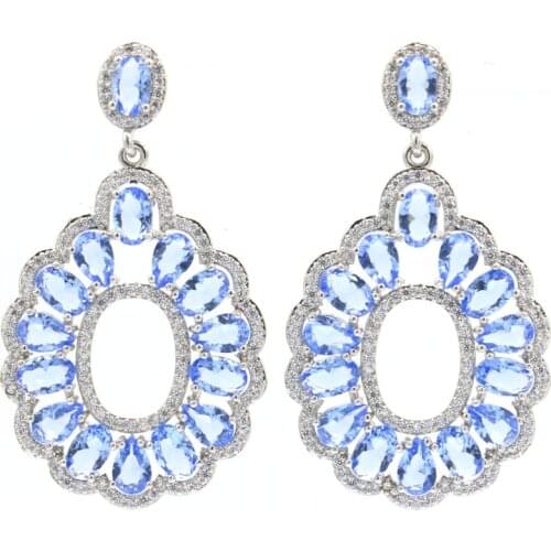 55x33mm Super Big 19g European Design Created Raspberry Rhodolite Garnet For Women Dating Silver Earrings Eye Catching