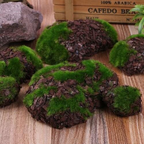 6pcs Artificial Plants Fake Rock Foam Sawdust Moss Stone Home Garden Decoration Chip Micro Landscap Grass Pet Toy Fake Greenery