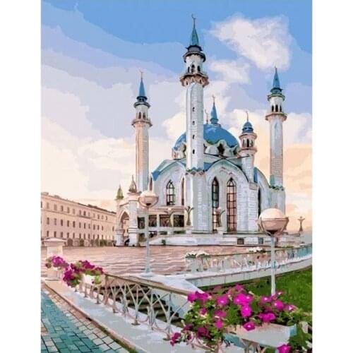 5D DIY Diamond Painting Landscape Diamond Embroidery Mosque Picture Of Rhinestones Diamond Mosaic Home Decoration