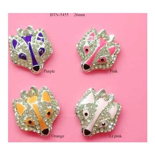 Free shipping fox rhinestonestone button flatback 50PCS/Lot(BTN-5455)