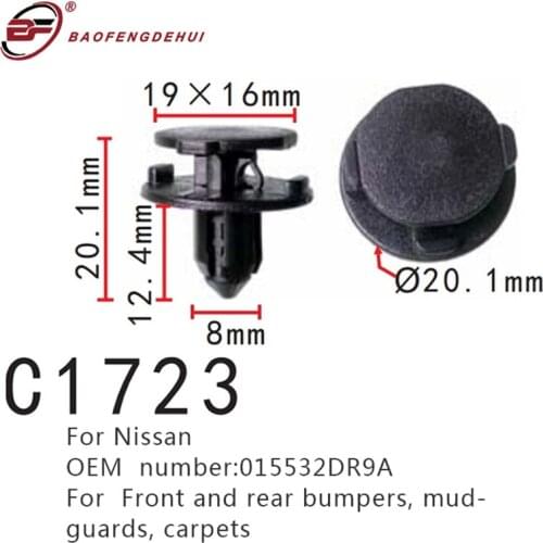 Mudguards Carpets Fastener For Nissan 015532DR9A Car Positioner Front And Rear Bumpers