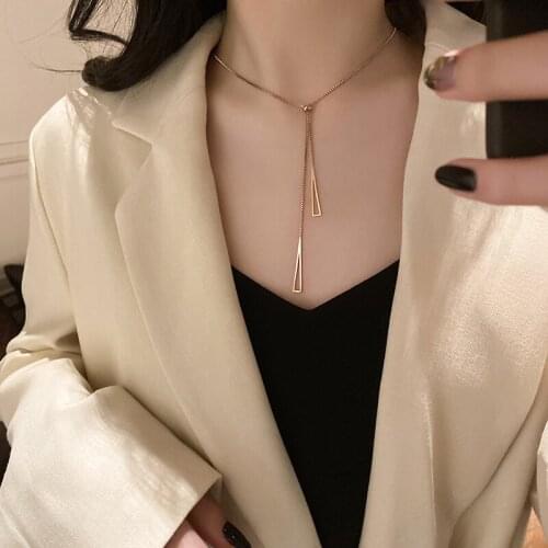 Long Pendant Triangle Necklaces Pendants For Women Simple Design Necklace Stylish Stainless Steel Jewelry Party Gift