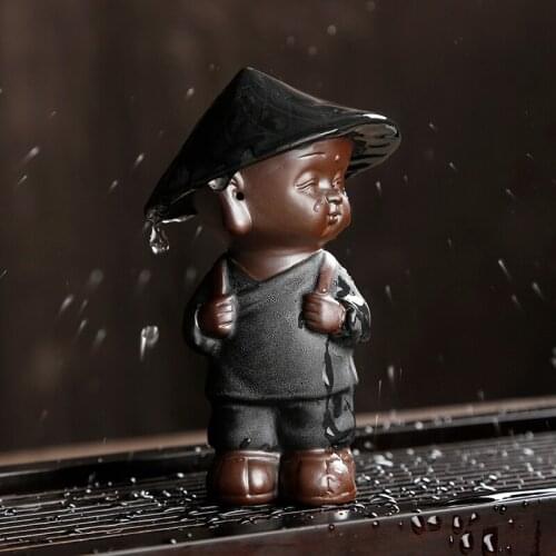 Purple Clay Little Monk Tea Pet Chinese Tea Ceramic Figurine Tea Pet Accessories Ceramic Figurine Statue Tea Pets BG50TP