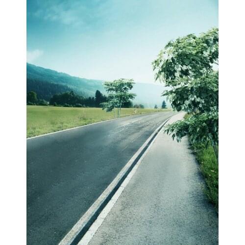 5x7ft Road Tree Grass Photography Backdrops Photo Props Studio Background