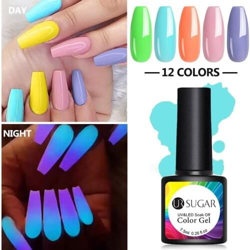 UR SUGAR Luminous Color Gel Jelly Nail Gel Soak Off 7.5ml Finger Glow In Dark UV Gel Fluorescent Varnish DIY for Nail Art