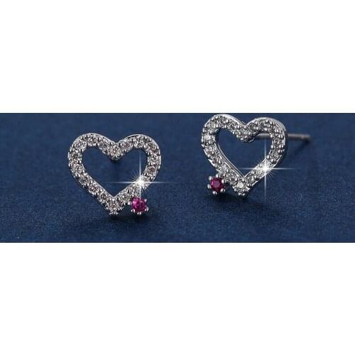 Inlaid Zircon Silver Plated Heart Earrings Women Earrings Stylish Banquet Engagement Earrings Specially Designed For Women