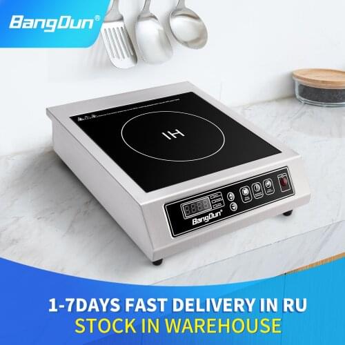 Bangdun AJ35 Commercial Induction Cooker Cooktop Stove Coil 3500W Cooking plate with Waterproof Crystal Plate