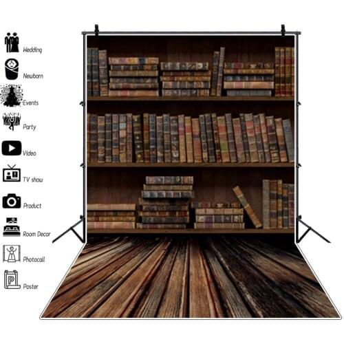 Laeacco Old Bookshelf Library Study Room Baby Portrait Photography Backdrops Photo Backgrounds Photophone For Photo Studio Props