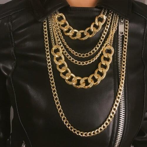 Multilayer golden thick metal necklace fashion gothic jewelry womens punk necklace gift accessories 2020