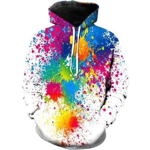 3D Hoodies Men Splatter Colorful Paint Stains 3D Print 2021 New Sweatshirt Streetwear Pullovers Tops Plus Size
