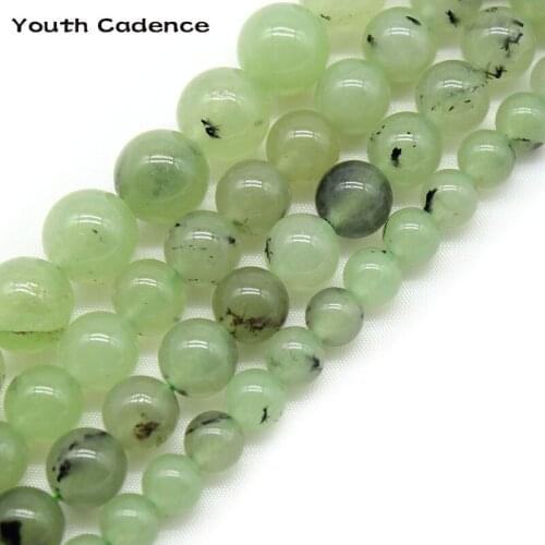 Natural Green Prehnites Stone Quartz Round Loose Spacer Beads 15" Strand 6 810 MM Pick Size For Jewelry Making DIY Bracelet