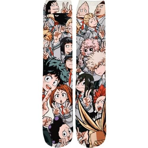 Anime My Hero Academia 3D Print Sock Funny Cartoon Unisex Long Sock Creative Colorful Hip Hop Personality Polyester Cotton Socks