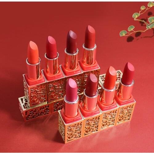 New Soft Mist Moisture Lipstick Classical Beauty Vintage Ancient Palace Velvet Lipstick Matte Black Tea Orange Lip Makeup TSLM1