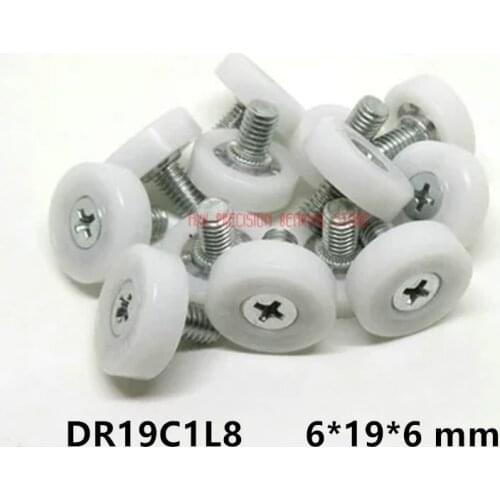 Dr19c1l8 Screw Pulley Bearing 6*19*6 Mm ( 2 Pcs ) Doors And Roller Mute Wheel Pom 626 M6*8 Plastic Covered Bearings