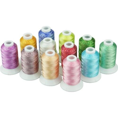 Popular 12 Colors Variegated Rayon Machine Embroidery Thread 120D/2 Free Shipping