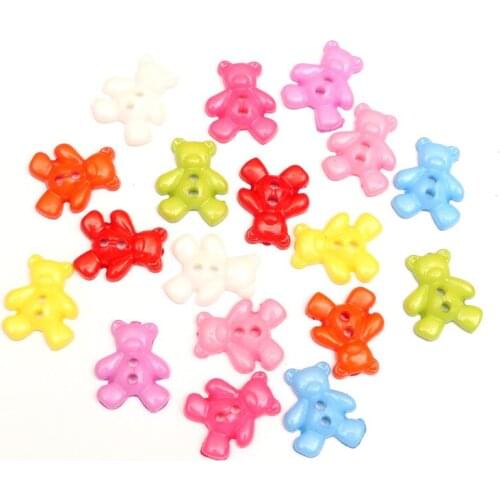 100Pc Mixed Bear Acrylic Sewing Buttons For Cloth Flatback Cabochon Scrapbooking Crafts Knopf Bouton Decor Diy Accessorie