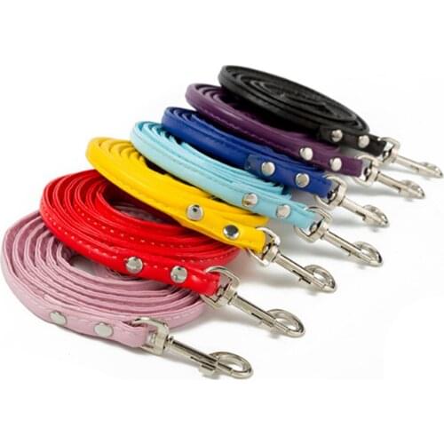 PU Leather Pet Leash for Small Dogs Cats Multicolor Round Rope Puppy Dog Training Leash