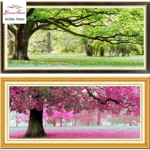 Needlework,DIY DMC Cross stitch,Sets For Embroidery kit green tree pattern home decroCounted Cross-Stitching,factory direct sale