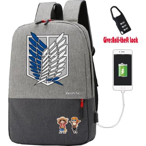 Anime Attack on Titan Backpack student book Bags Anti-theft USB Charging Knapsack UNISEX Laptop bag teenagers Travel backpack
