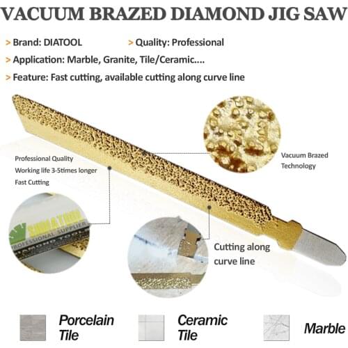 SHDIATOOL 3pcs 4" High Professional Quality Vacuum Brazed Diamond Jig Saw For Stone, Very Fast Cutting Speed And Long Life