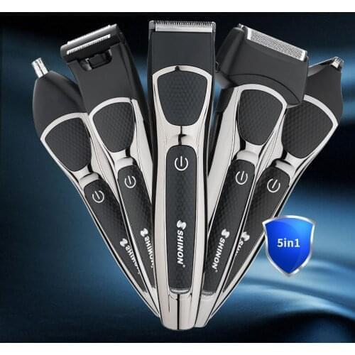 Shinon 5 in 1 hair trimmer grooming kit rechargeable hair clipper nose hair trimmer beard trimmrt hair carving electric shaver