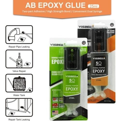 25ML Syringe Epoxy AB Glue Adhesive Syringe Liquid AB Epoxy Glue Cold Weld Plastic Metal Glass Rubber