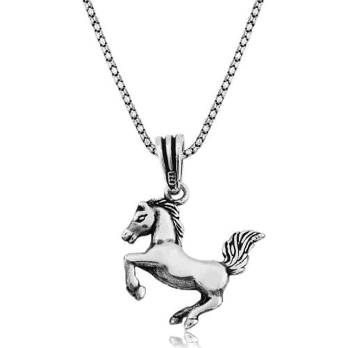 Tevuli 925 Sterling Silver Şahlanmış Horse Necklace