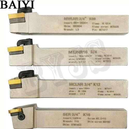 3/4'' inch CNC Lathe Indexable Turning Tool Holder with Nickel Plated Set for Carbide Inserts WNMG431 CNMG431 TNMG331 16ER AG60