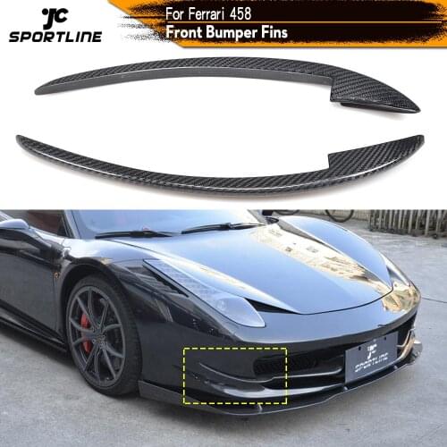 Carbon Fiber Front Bumper Splitters Spoiler Lip Flap Fins Case for Ferrari 458 Base Coupe 2 Door 2011 - 2013 2PCS