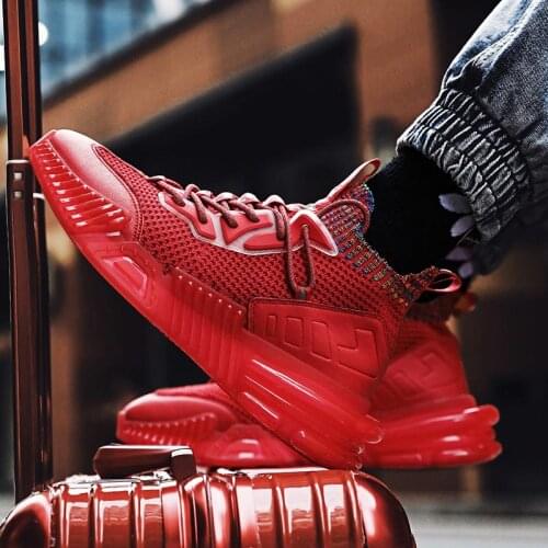 High Top Massive Sneakers Socks Men Sport Shoes Sports for Men Running Shoes Mens Red Knit Tennis Male Summer Footwear GMB-1170