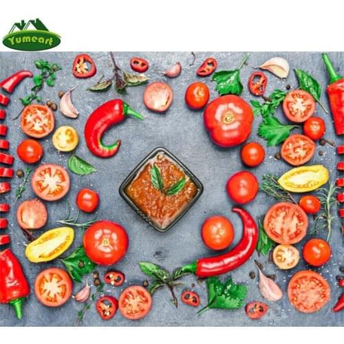 Yumeart 5D Diy Diamond Painting by Number Food Chili Seasoning Kitchen Decor Needlework Diamond Embroidery Cross Stitch Kits