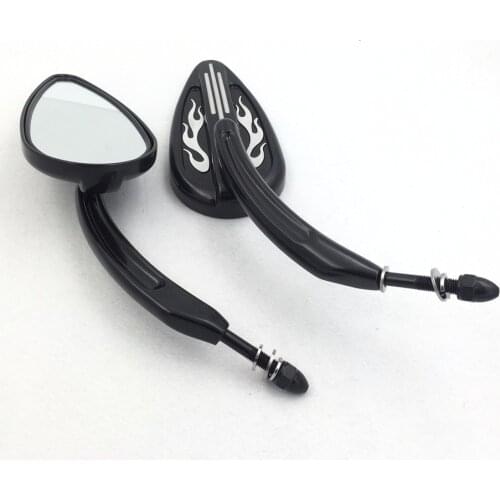 Afetermarket free shipping motorcycle mirror Black Rear View Mirrors with Silver Groove Flame For Harley Davidson 1982-later all