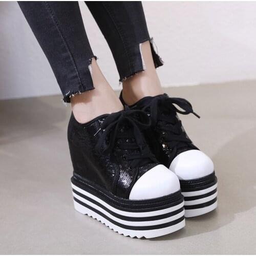 2020 New Woman Spring Wedge Boots PU Leather Harajuku Shoes Colorful Bling Winter Ankle Boots 14CM High-Heeled Platform Sneakers