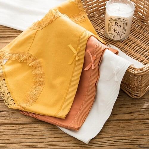 Womens Panties Cotton 100% Cotton Crotch Antibacterial Seamless Belly Holding Mid Waist Large Lace Triangle Shorts