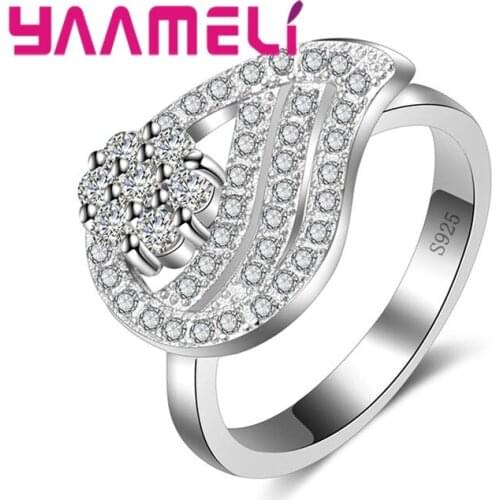 Elegant Design Luxury Water Drop Rings For Women 925 Sterling Silver Crystal Ring With Lower Price Free Shipping