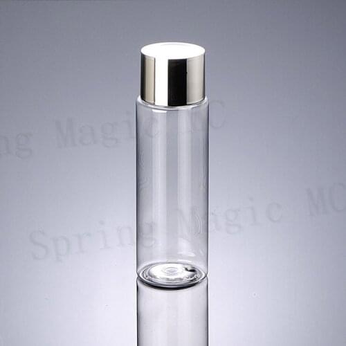 1000pcs 100ML and 60ml Transparent PET Bottle With Silver Lids Empty Plastic Bottles,Toner/Clean Water Cosmetic Containers