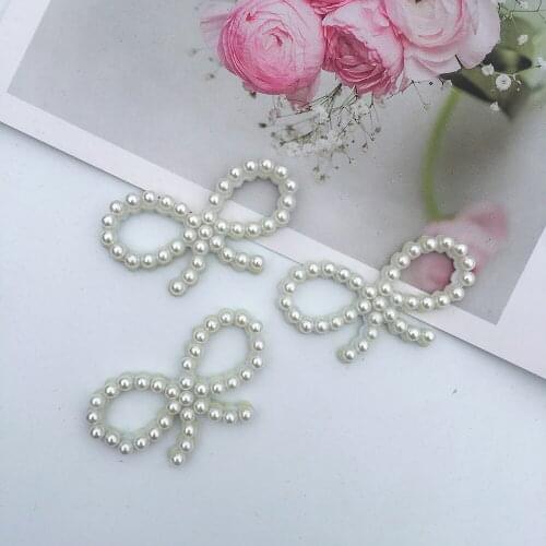 20PCS pearl Bow Patch Appliques for Babys Crafts Headwear Accessories DIY Hair Clips Decoration Wholesale