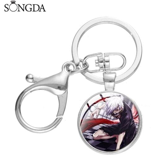 2020 Classic Fashion Tokyo Ghoul Keychain The Car Key Chain Jewelry Collection Accessories Glass Dome With Clasp For Men Women