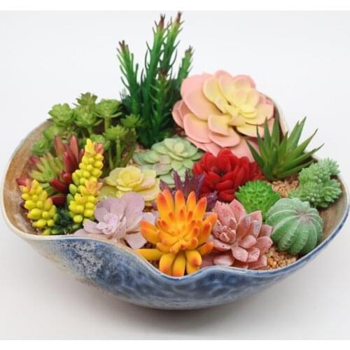 5-24Pcs/Set Mixed Artificial Succulents Plant Fake Plants Mini Bonsai Plante Artificiel Wedding Decoration Fake Plants DIY