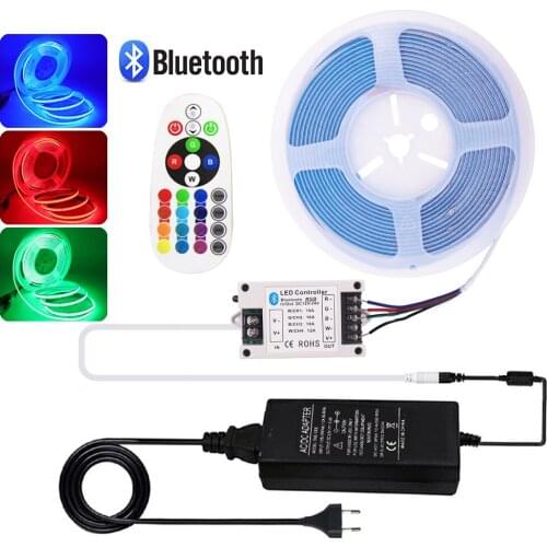 5M RGB COB LED Strip Lights DC 12V 24V Bluetooth Control FOB LED Light Bar 768 LEDs Flexible LED Tape Ribbon High Density Linear